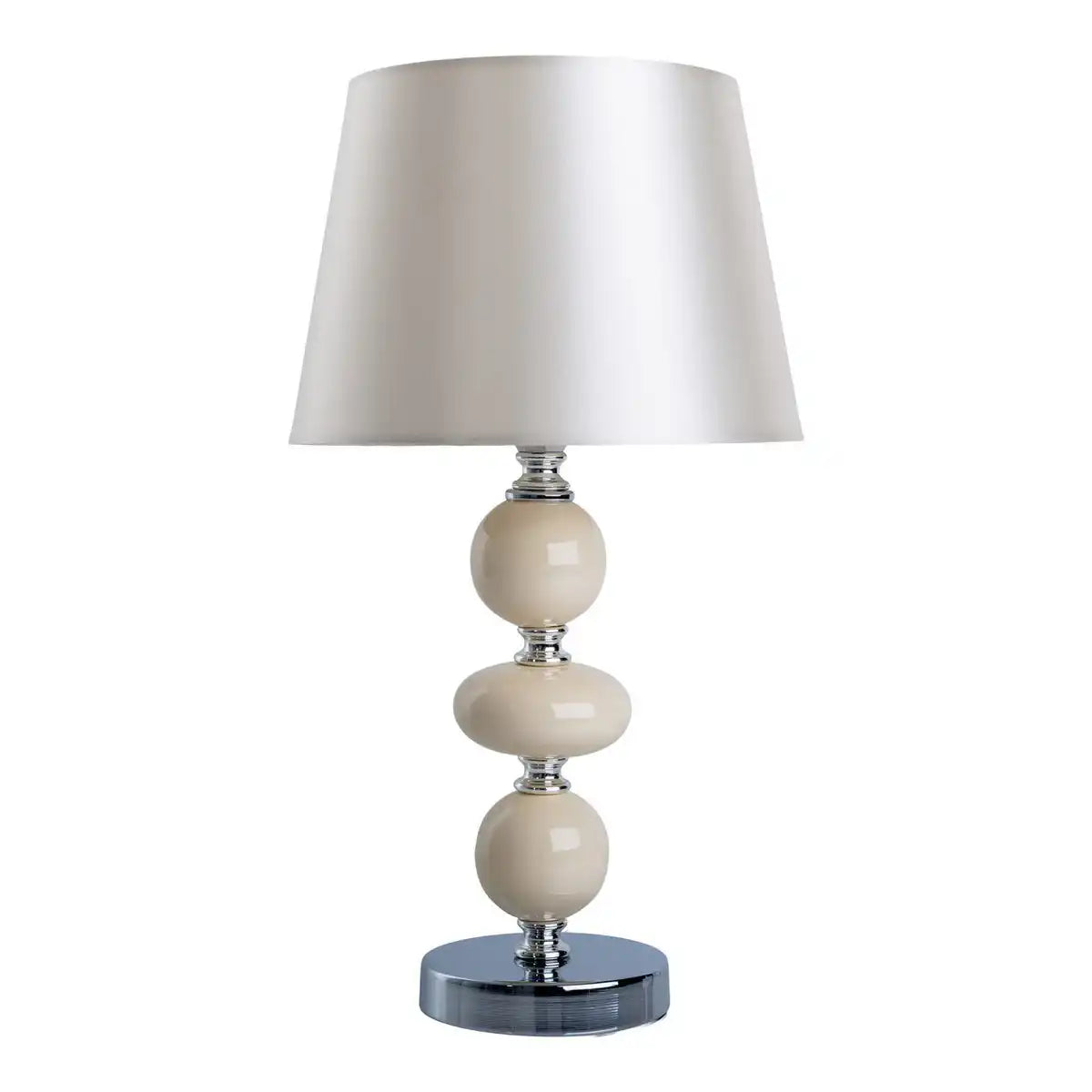 Keramik Tischleuchte "ARAGA" 36 cm hoch, Tischlampe aus Metall, Keramik, mit Textilschirm, beige, mit E14-Fassung, Beleuchtung für Esszimmer, Wohnzimmer, Diele oder Büro