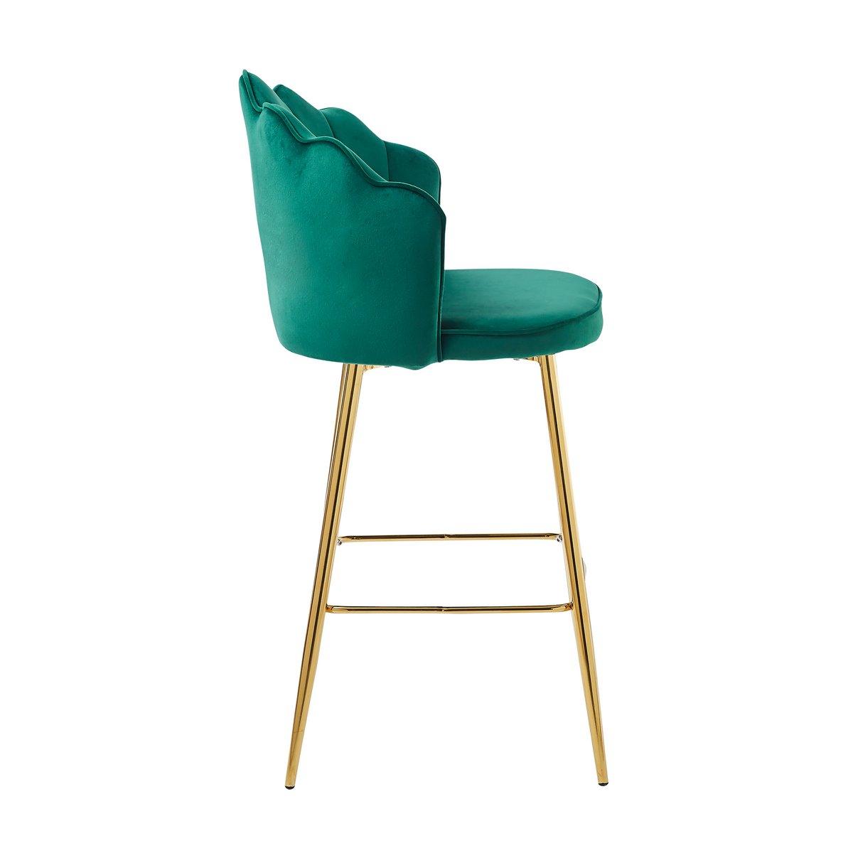 Barhocker Muscheldesign 2er Set aus Samt Grün
