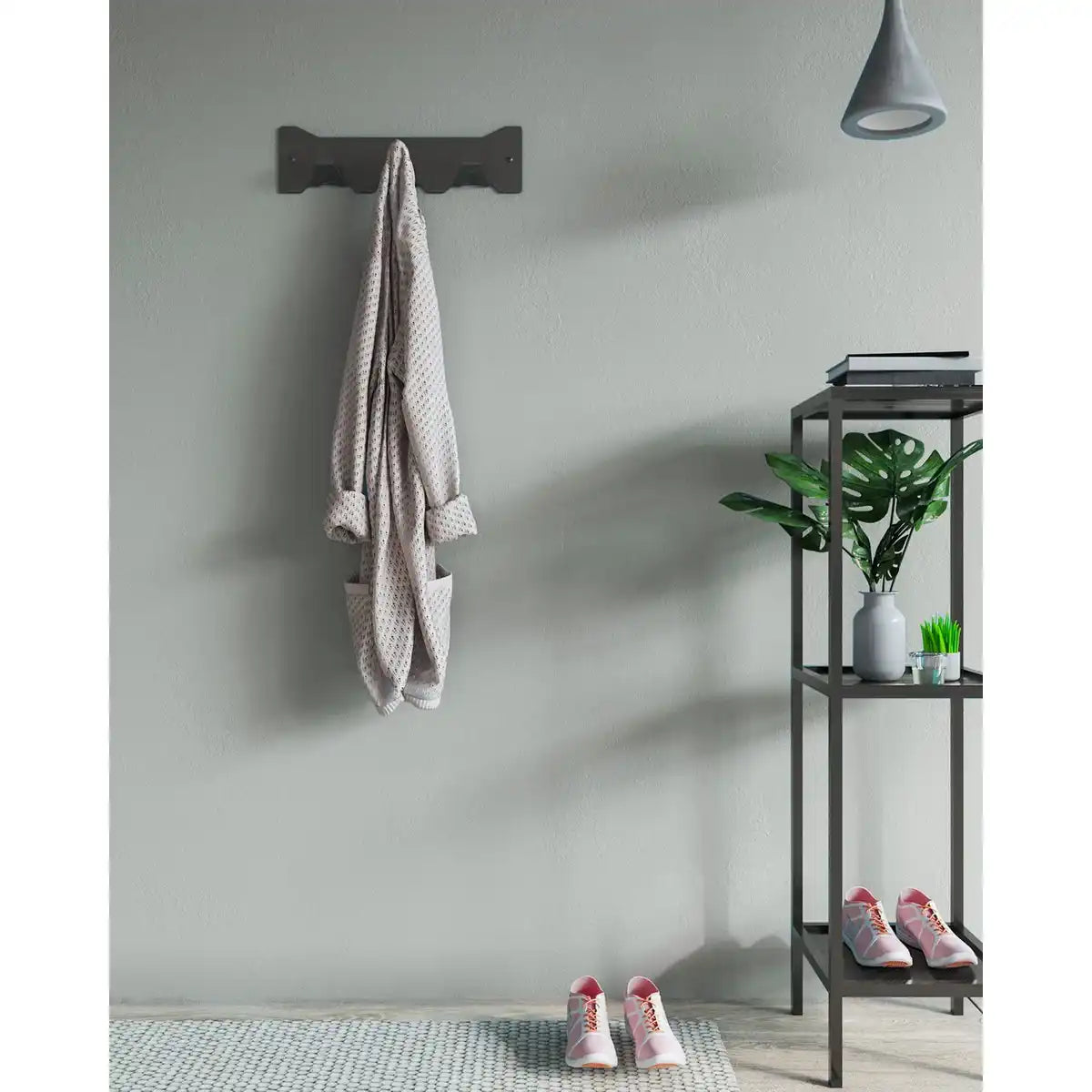 Gorillz Triangle Three – Industrial – Wandgarderobe – 3 Kleiderhaken – Schwarz