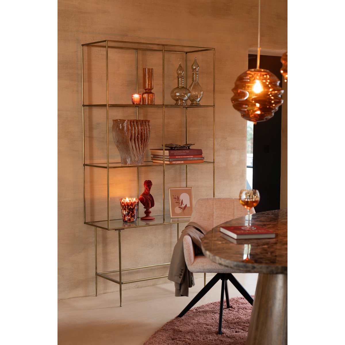 J -Line Rek 3 Regale - Metall/Glas - Gold