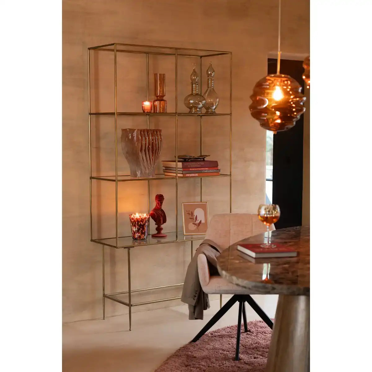 J -Line Rek 3 Regale - Metall/Glas - Gold