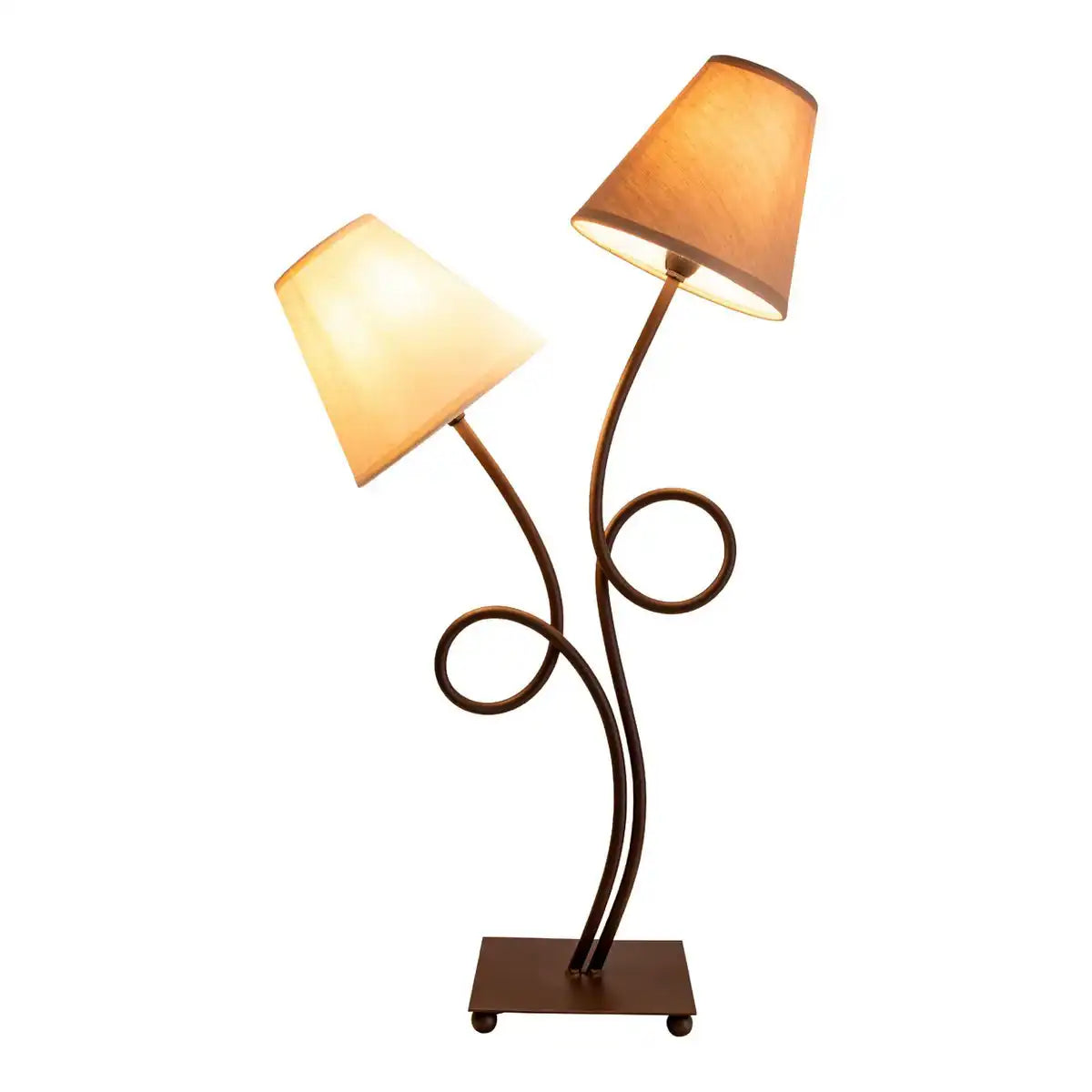 Tischleuchte, 2-flammig ""BOHO"", Tischlampe Braun/Beige, mit E14-Fassung, für Esszimmer, Wohnzimmer, Diele oder Büro, 65 cm hoch