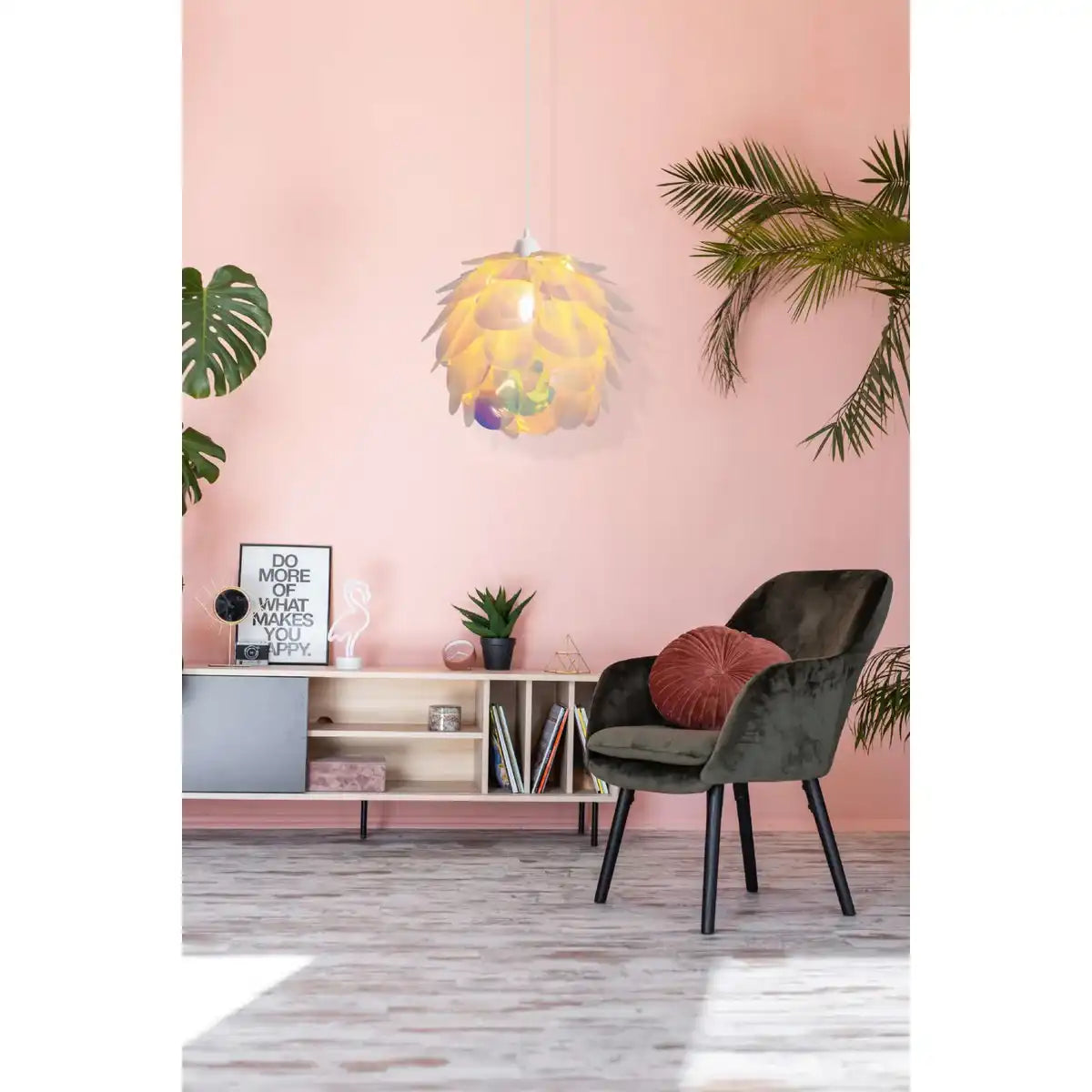 Pendelleuchte "FORA" aus Metall und irisierendem Kunststoff, E27-Fassung, Beleuchtung für Wohnzimmer, Esszimmer und Büro, Ø40 cm