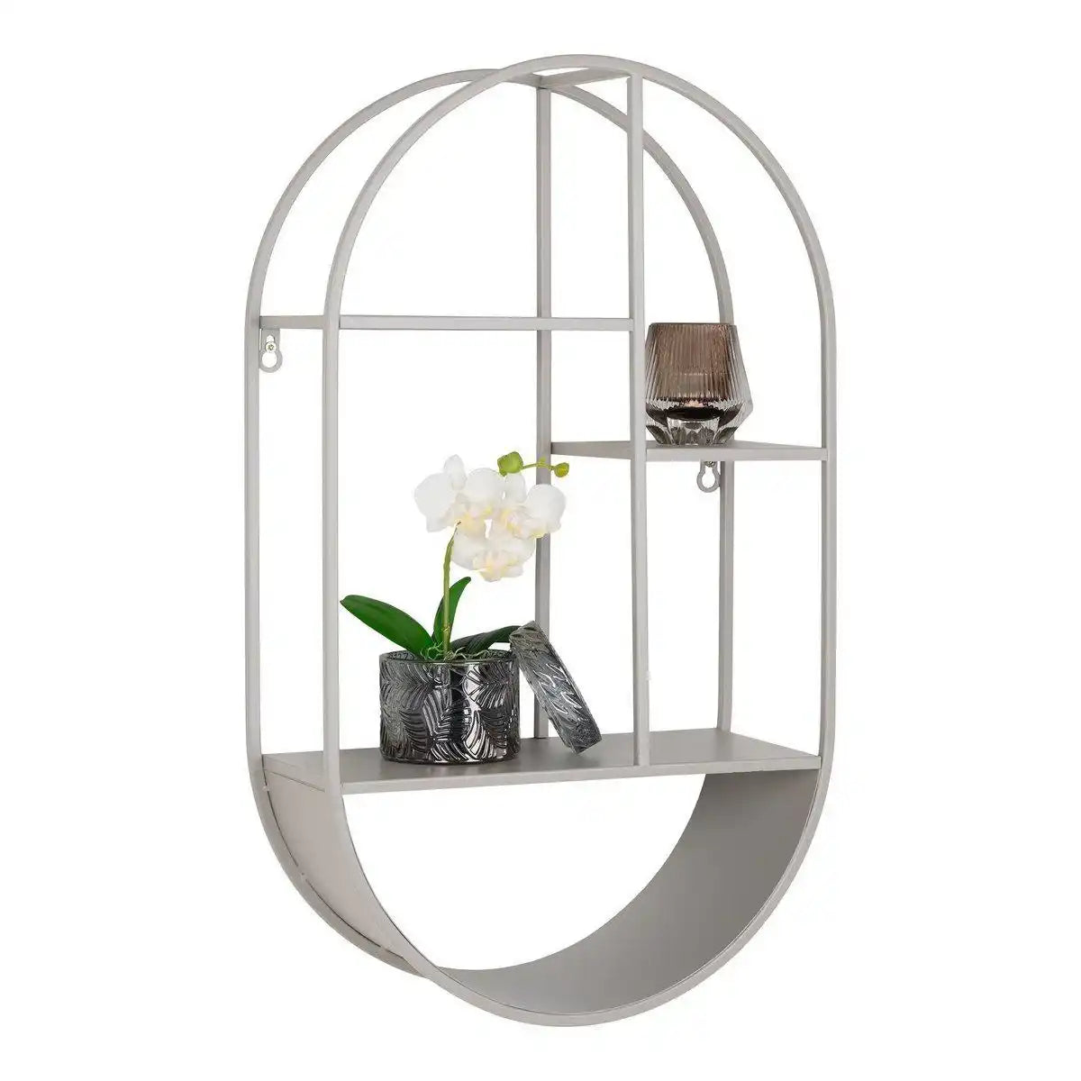 Feira Wandregal – Wandregal, oval, Stahl, kühles Grau, 35 x 15 x 60 cm - HomeDesign Knaus