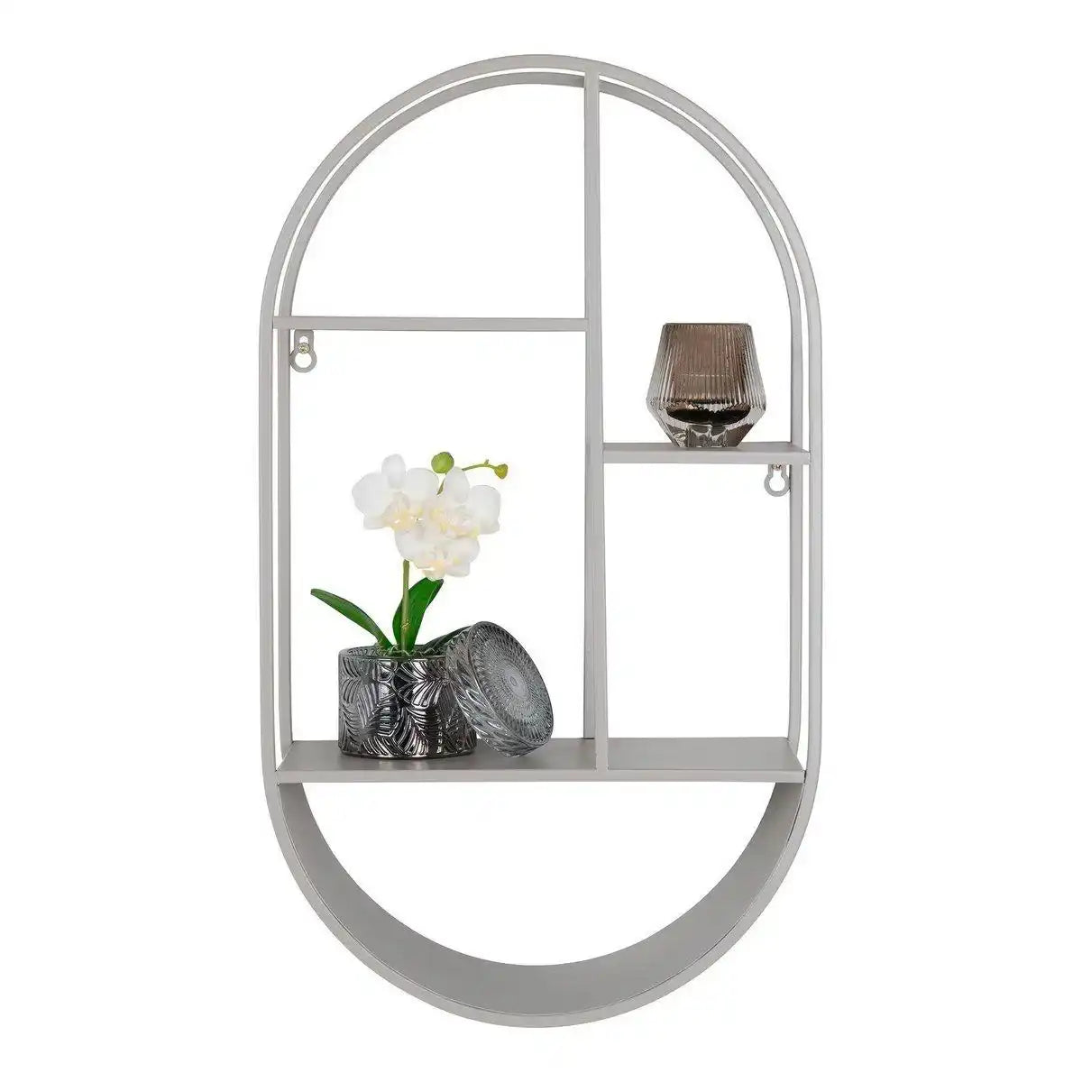 Feira Wandregal – Wandregal, oval, Stahl, kühles Grau, 35 x 15 x 60 cm - HomeDesign Knaus