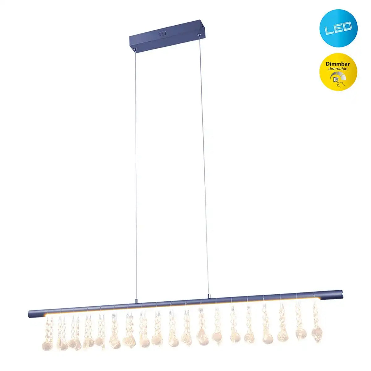 LED Pendelleuchte "NOBILIS" Länge ca. 100 cm, aus Metall und Kunststoff in Grau, mit fest verbauten LEDs, Beleuchtung für Wohnzimmer, Esszimmer oder Büro