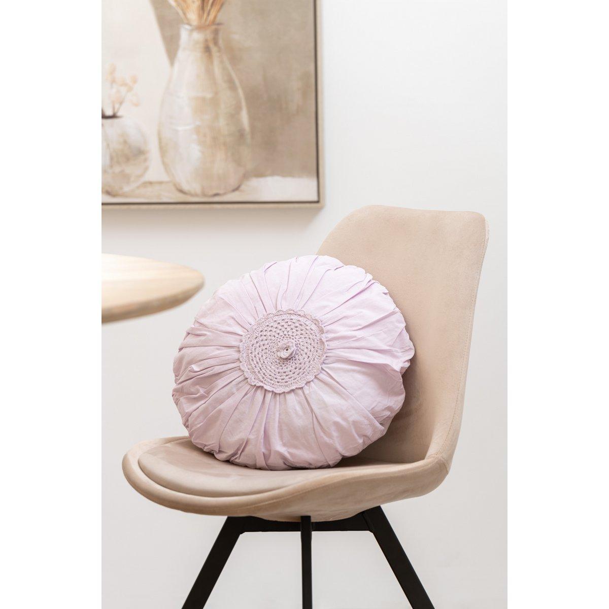 J-Line Kissen Round Lace – Baumwolle – Lila