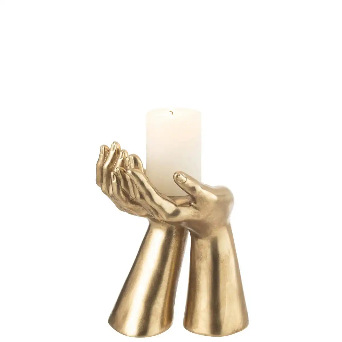 J-Line Kerzenhalter Hände Resine Gold