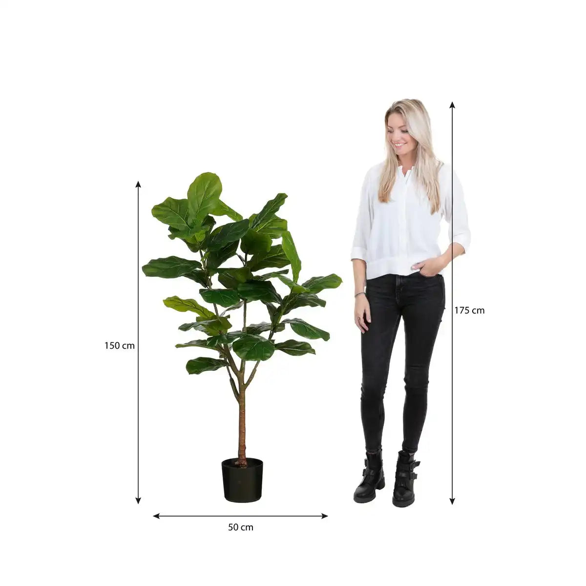 Ficus lyrata Künstliche Pflanze im Topf - H150 x Ø50 cm - Grün - HomeDesign Knaus