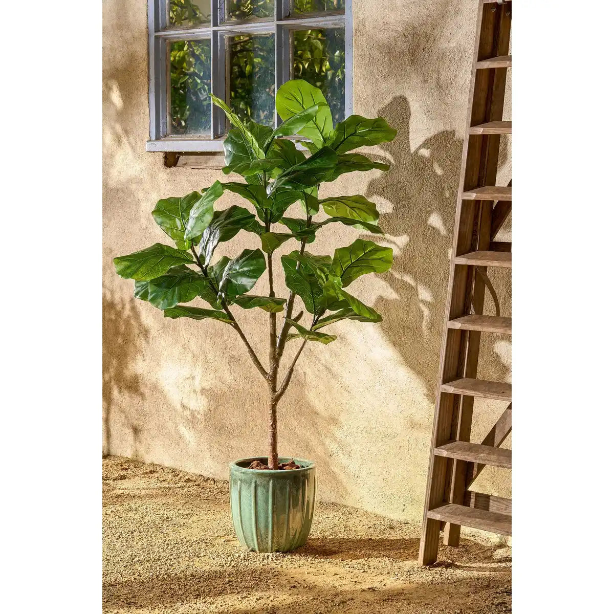 Ficus lyrata Künstliche Pflanze im Topf - H150 x Ø50 cm - Grün - HomeDesign Knaus