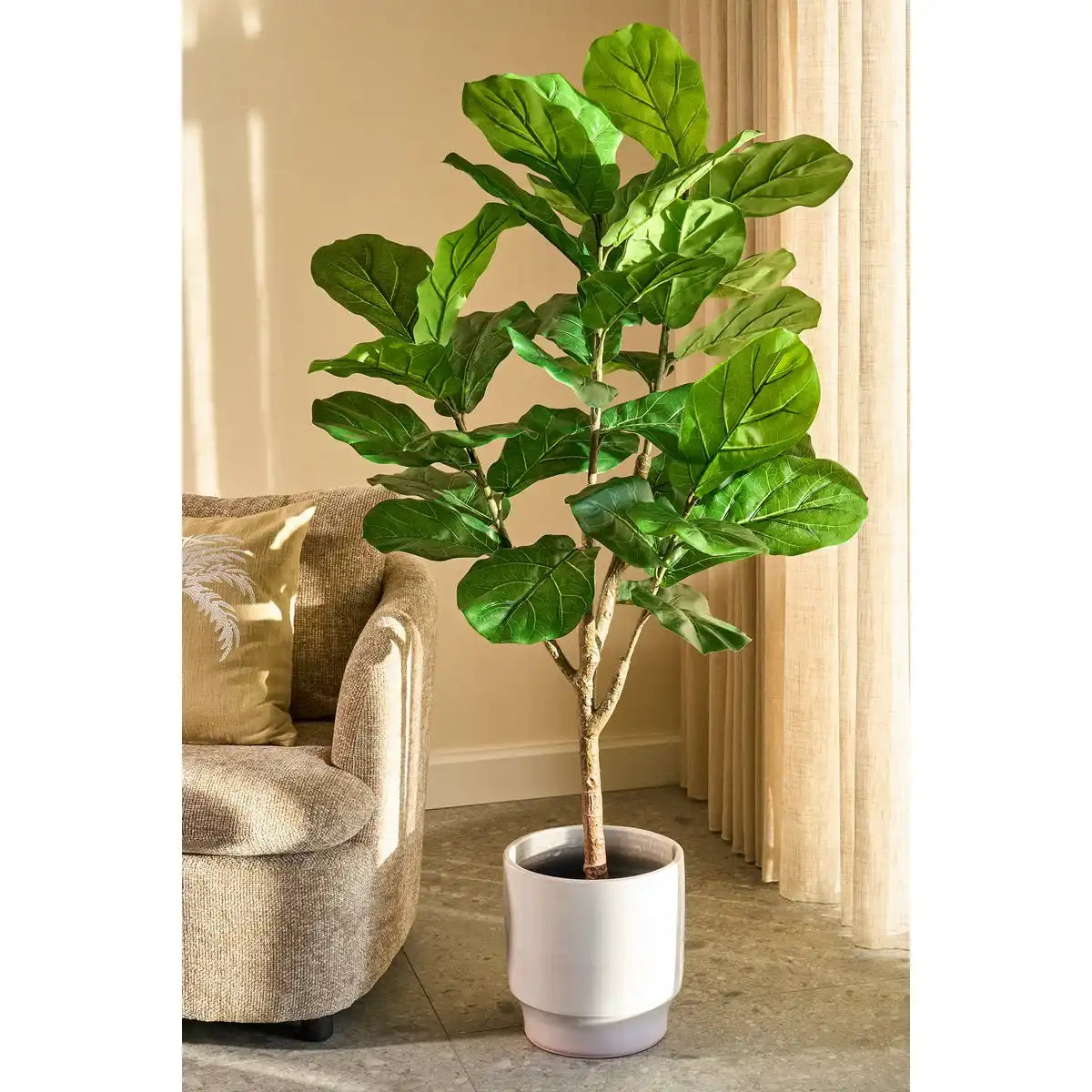 Ficus lyrata Künstliche Pflanze im Topf - H150 x Ø50 cm - Grün - HomeDesign Knaus