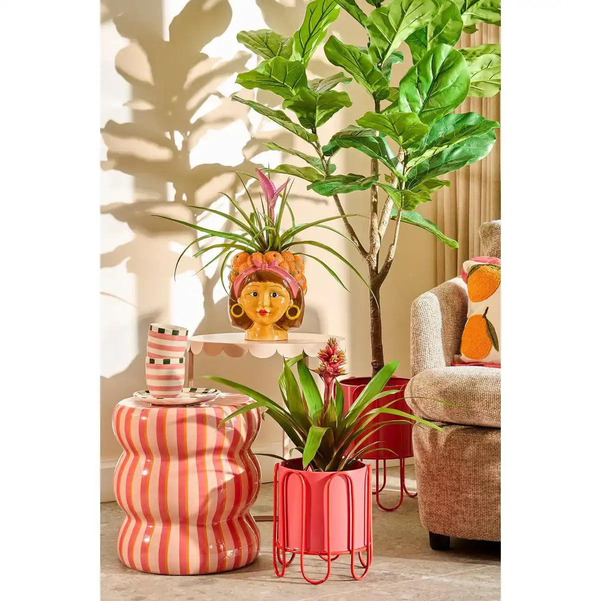 Ficus lyrata Künstliche Pflanze im Topf - H150 x Ø50 cm - Grün - HomeDesign Knaus