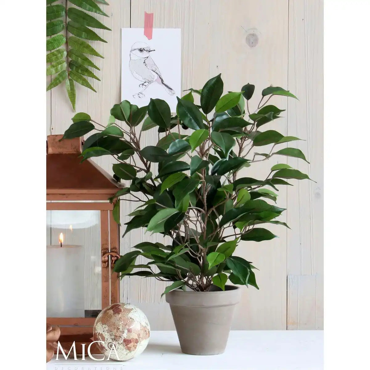 Ficus Natasja Künstliche Pflanze im Stan-Blumentopf – H40 x Ø30 cm – Grün - HomeDesign Knaus
