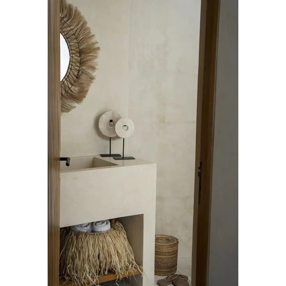 Figur Marmorscheibe Skulptur auf Ständer Weiß - HomeDesign Knaus