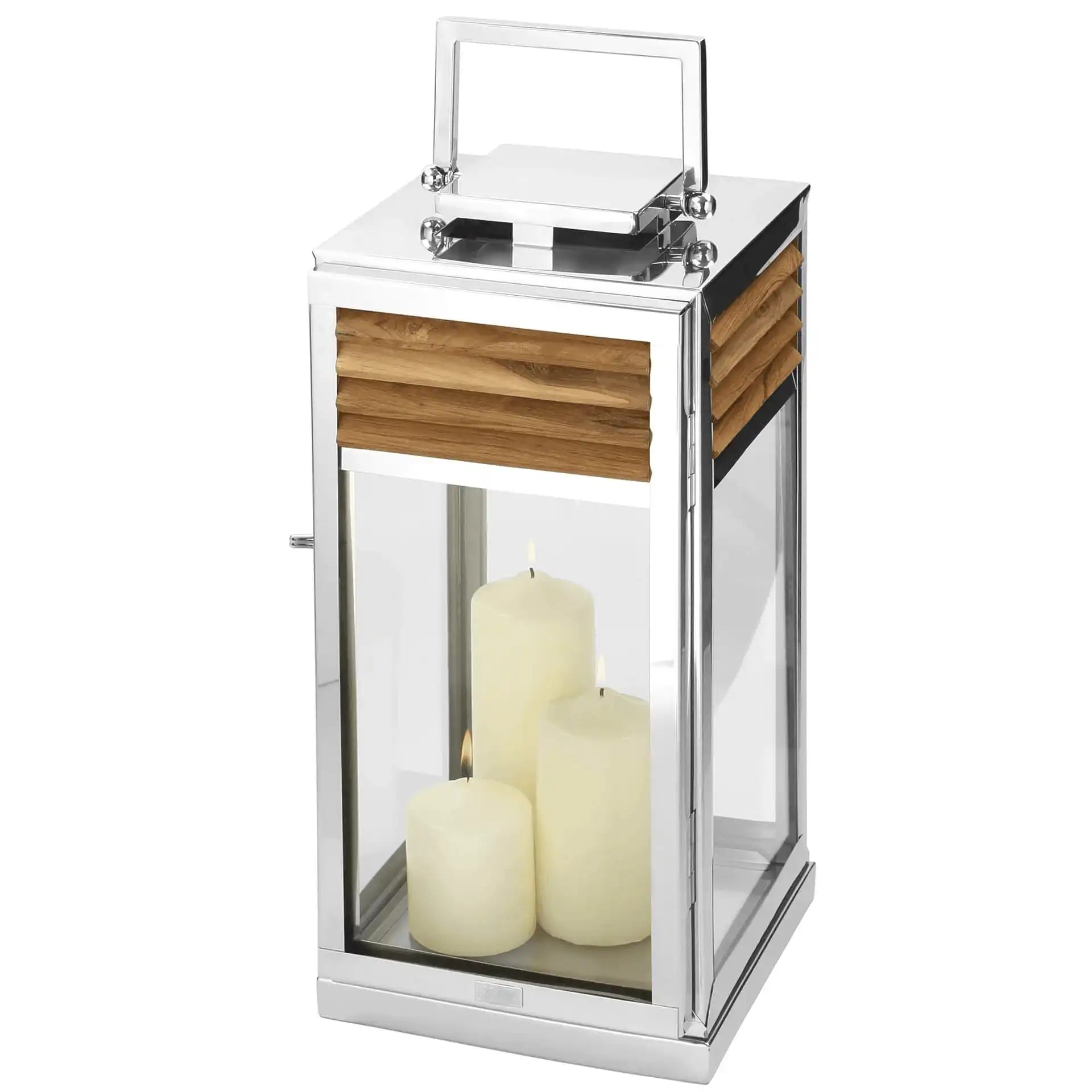 Fink TOLEDO Windlicht Edelstahl Glas Teakholz Lichtakzente - HomeDesign Knaus