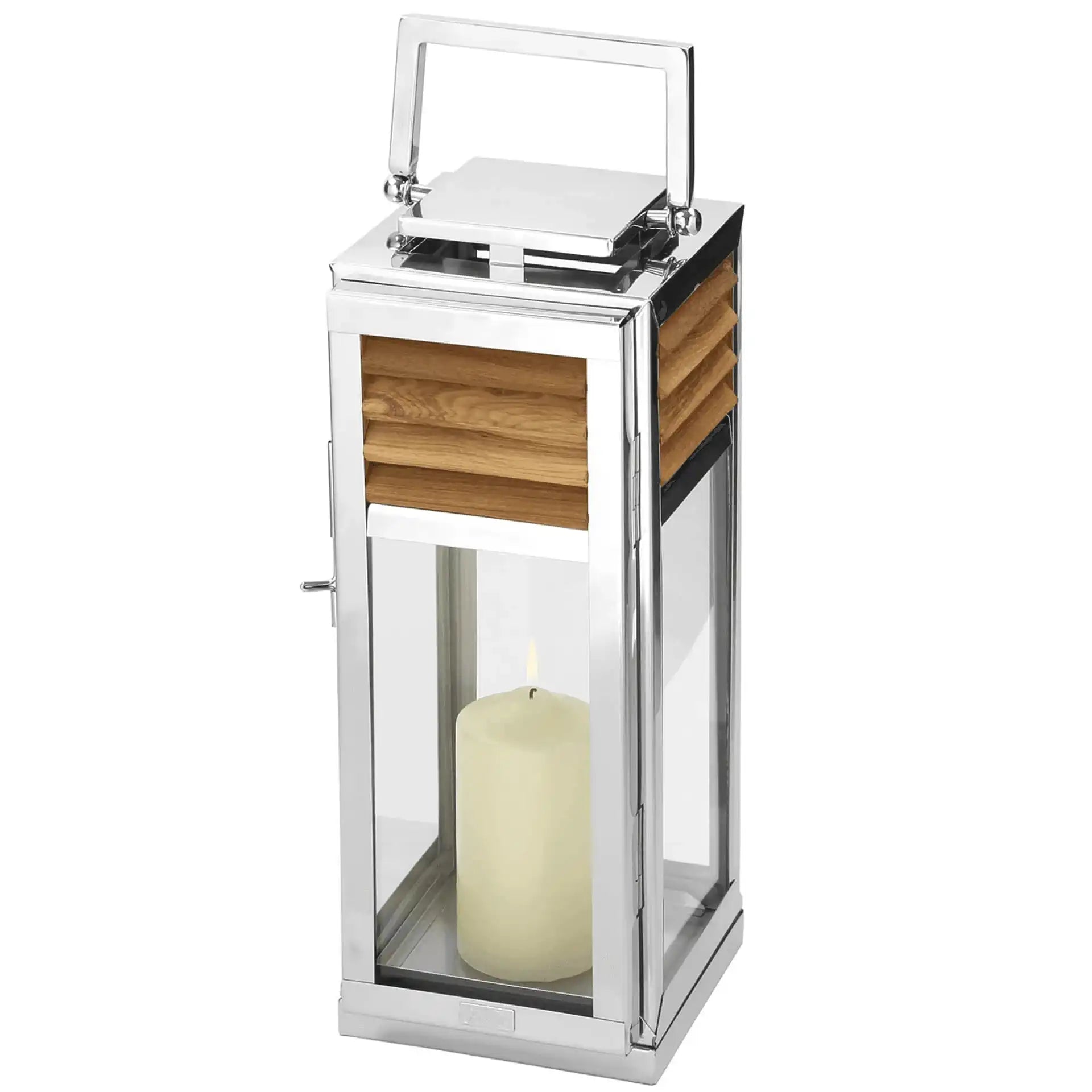 Fink TOLEDO Windlicht Edelstahl Glas Teakholz Lichtakzente - HomeDesign Knaus