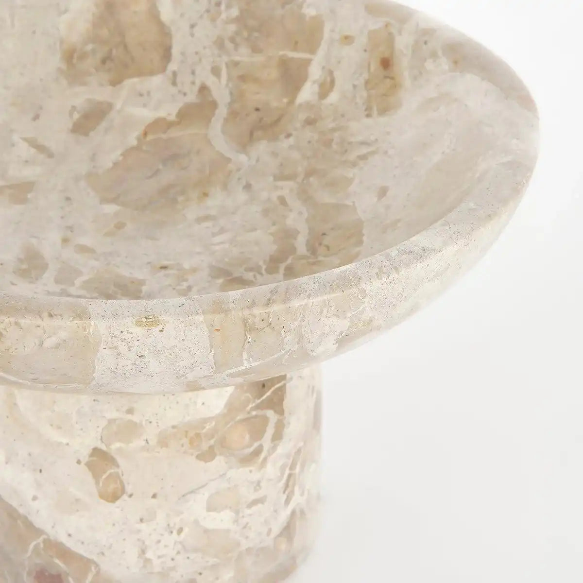 Finnos Schüssel auf Fuß – H11 x Ø25 cm – Marmor – Beige - HomeDesign Knaus