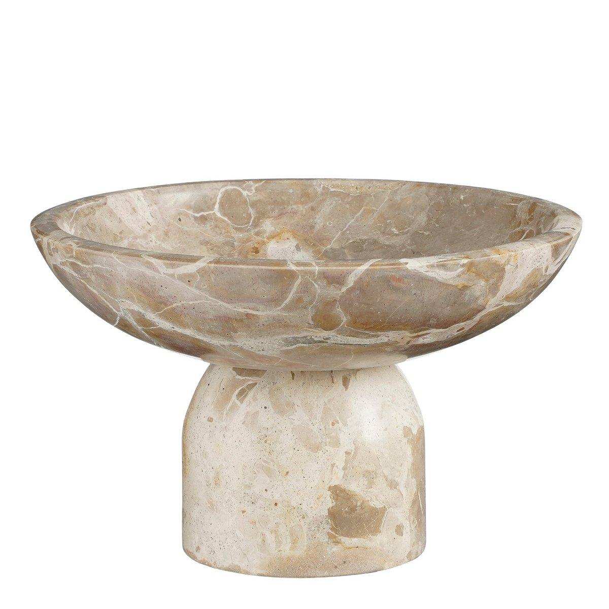 Finnos Schüssel auf Fuß – H11 x Ø25 cm – Marmor – Beige - HomeDesign Knaus