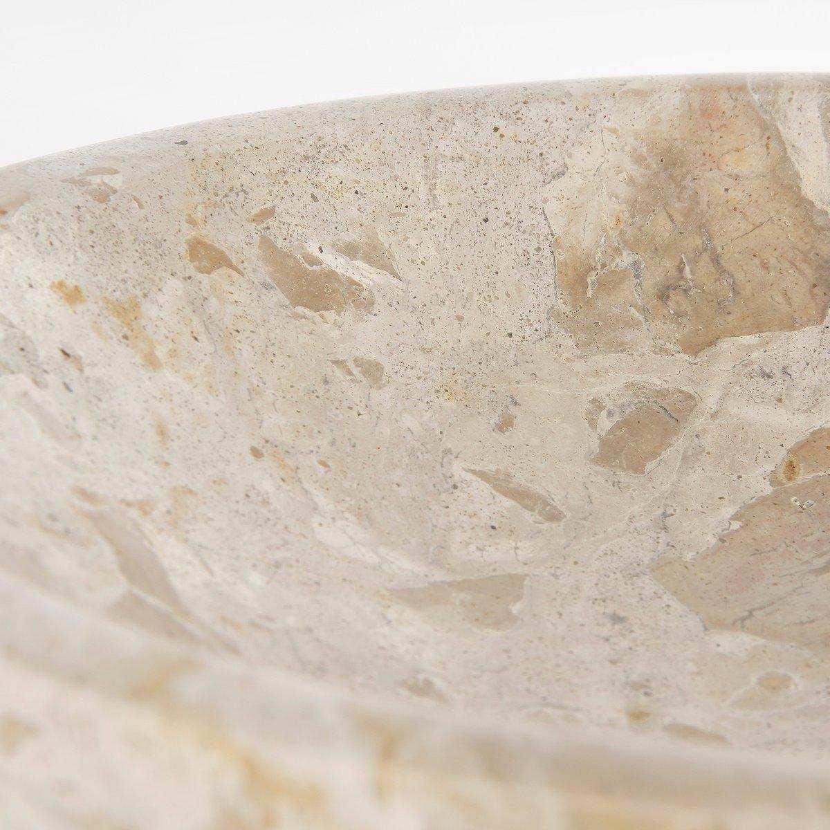 Finnos Schüssel auf Fuß – H11 x Ø25 cm – Marmor – Beige - HomeDesign Knaus