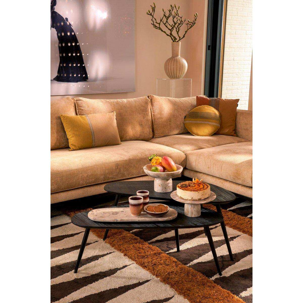 Finnos Schüssel auf Fuß – H11 x Ø25 cm – Marmor – Beige - HomeDesign Knaus