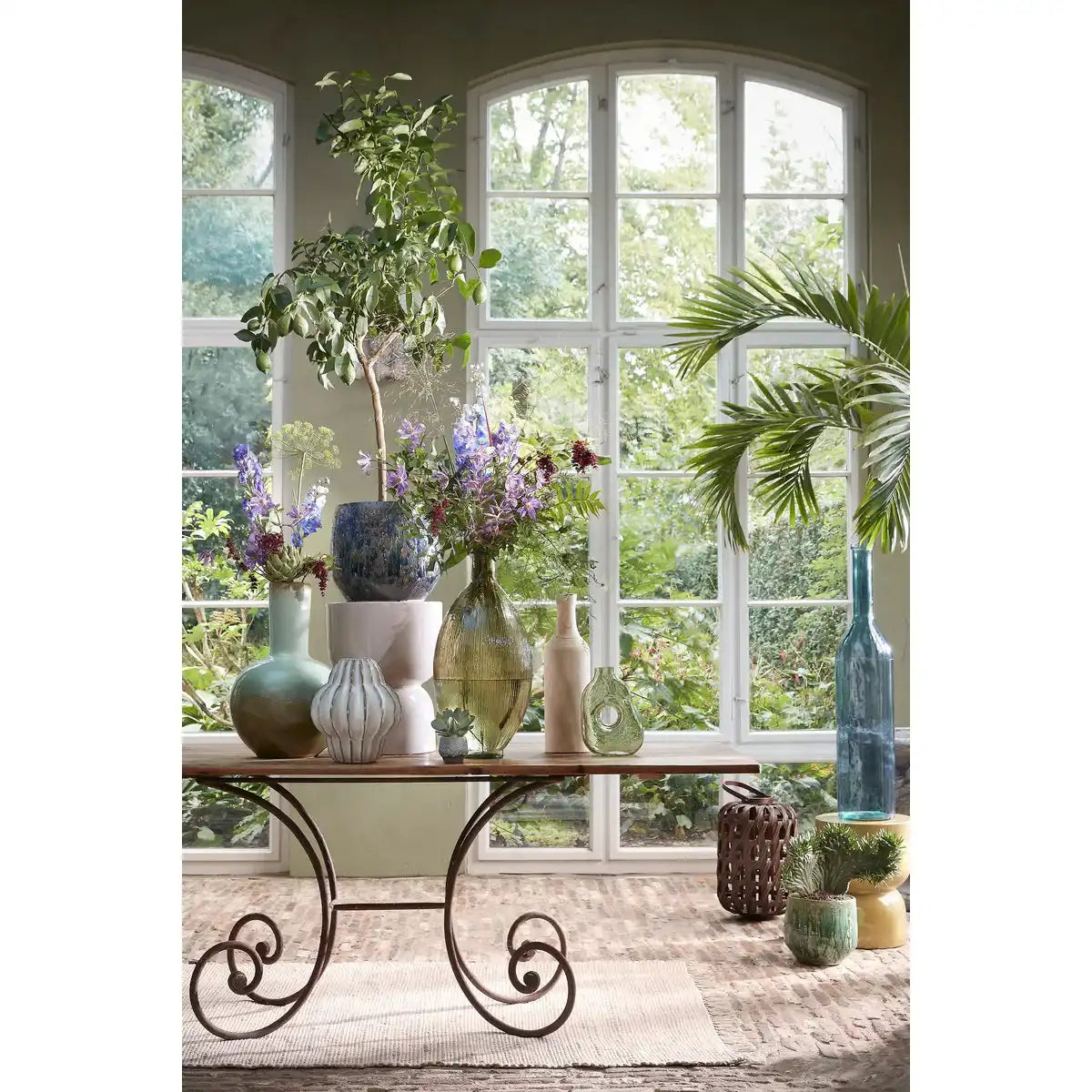 Firenza Flaschenvase – H59 x Ø29 cm – Recyclingglas – Hellbraun - HomeDesign Knaus