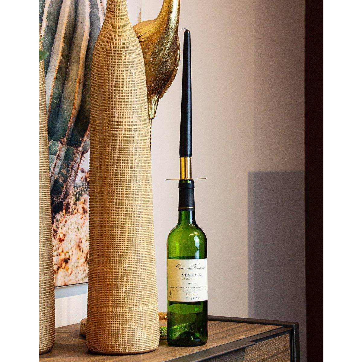 Flaschenaufsatz Kerzenhalter, Edelstahl vernickelt, goldfarben, Höhe 8 cm - HomeDesign Knaus