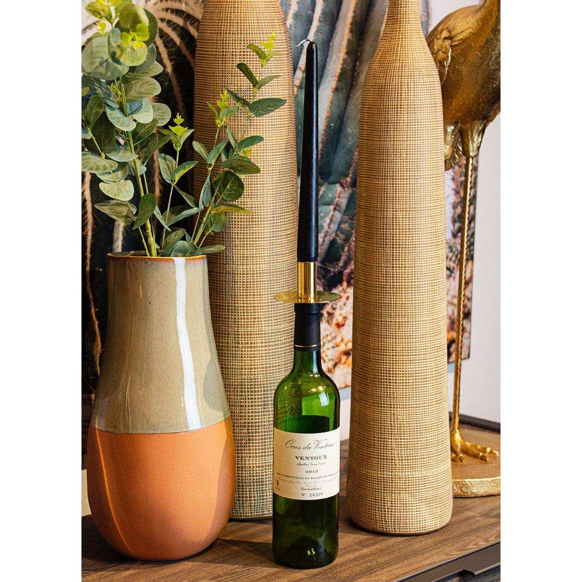 Flaschenaufsatz Kerzenhalter, Edelstahl vernickelt, goldfarben, Höhe 8 cm - HomeDesign Knaus