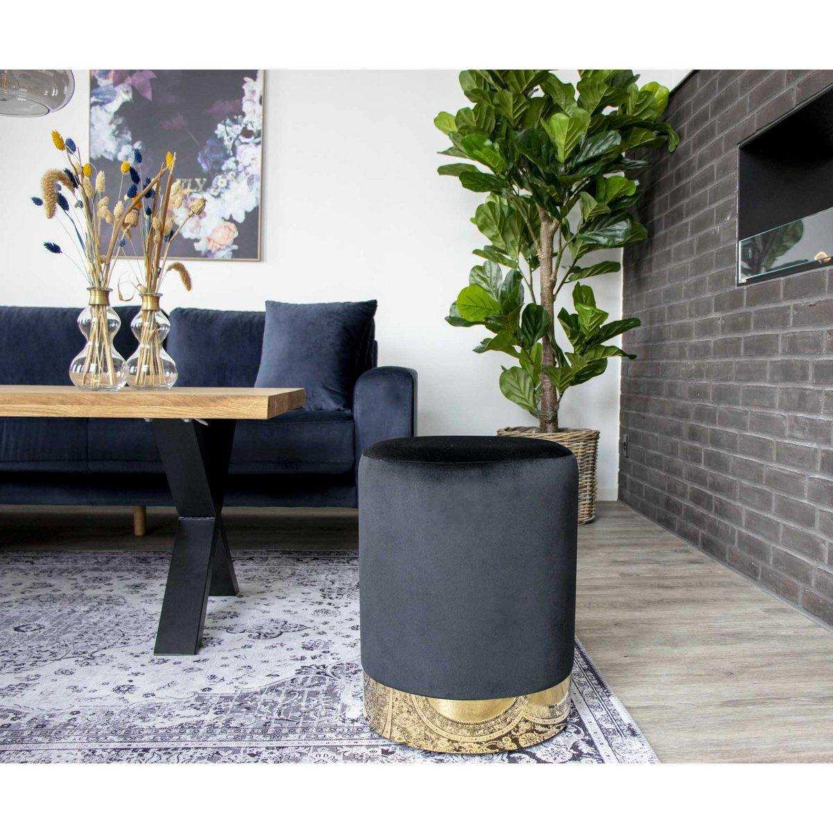 Gamby Pouf - Messing/Schwarz, - HomeDesign Knaus