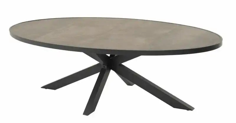 Garten Esstisch Oval Teakholz Platte Murcia Negro 242x117 cm - HomeDesign Knaus
