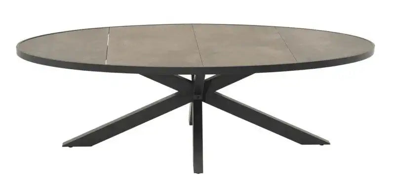 Garten Esstisch Oval Teakholz Platte Murcia Negro 242x117 cm - HomeDesign Knaus