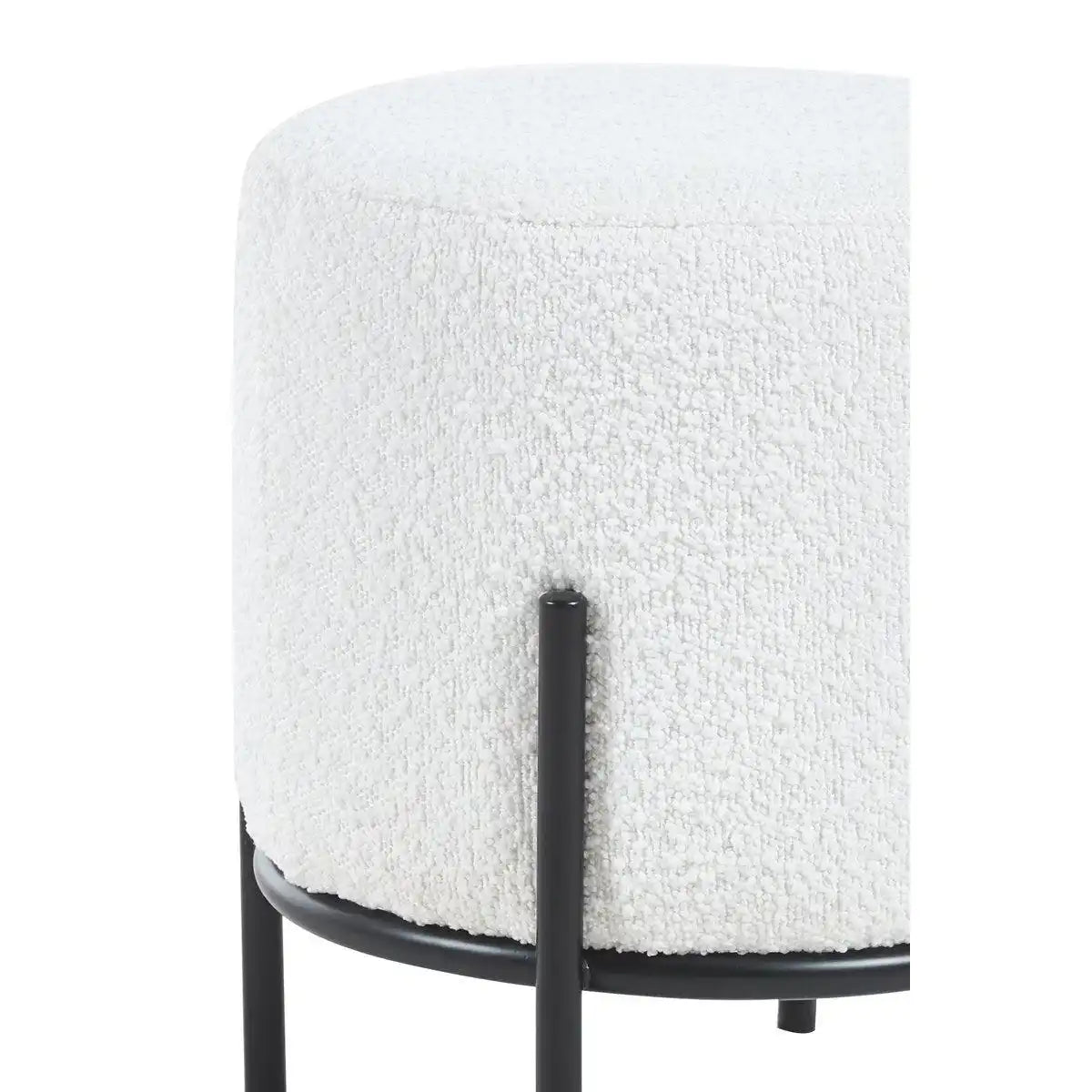 Gepolsterter Hocker Ø35 cm, Bouclé-Stoff, weiß - HomeDesign Knaus