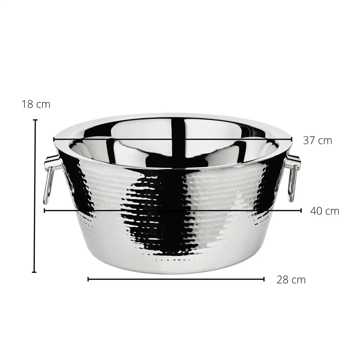 Getränkekühler Ontario m. Griffen, Edelstahl hochglanzpoliert, doppelwandig 38cm - HomeDesign Knaus