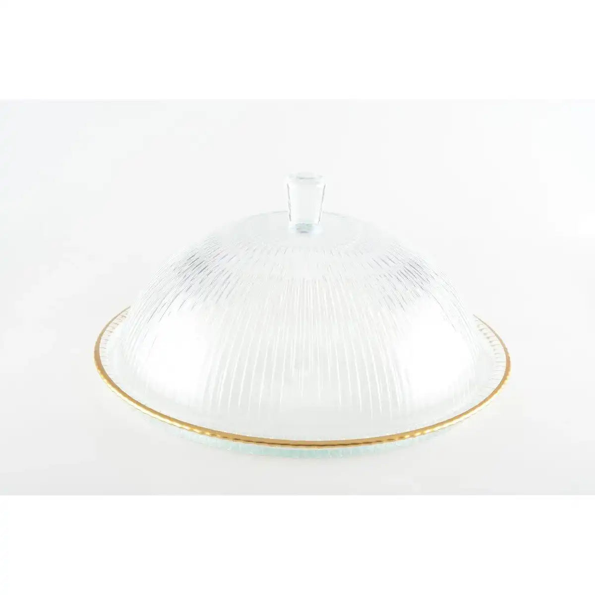 GLASGLOCKE MIT GOLDENEN KANTEN AUF FLACH 32X32X17CM - HomeDesign Knaus