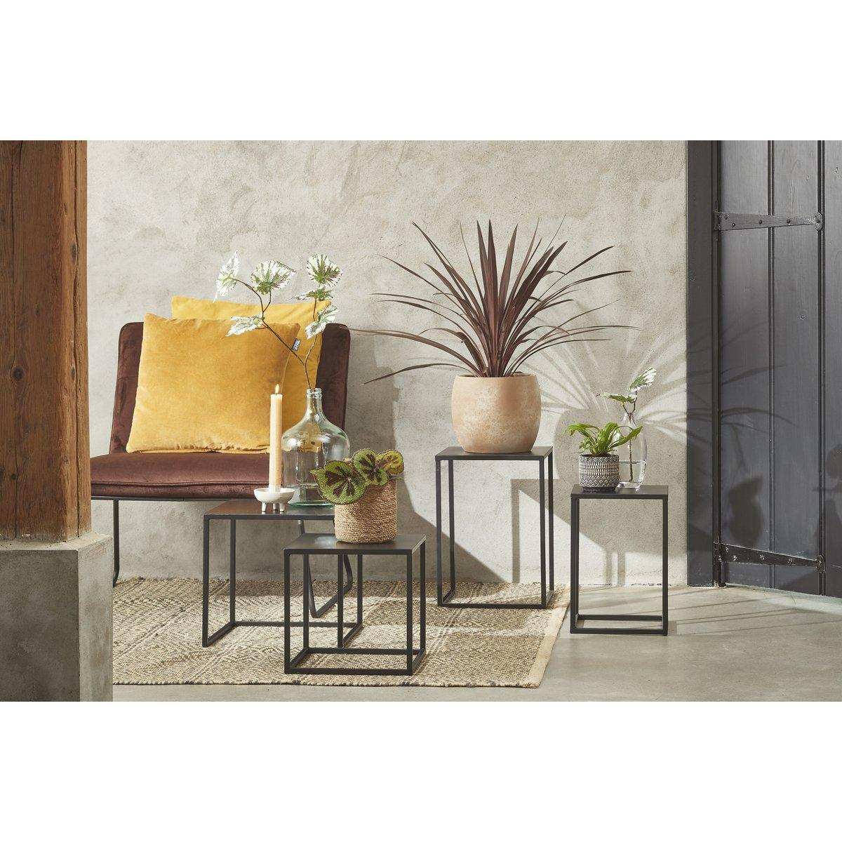 Goa Beistelltisch – 2er-Set – L30 x B30 x H42 cm – Metall – Schwarz - HomeDesign Knaus