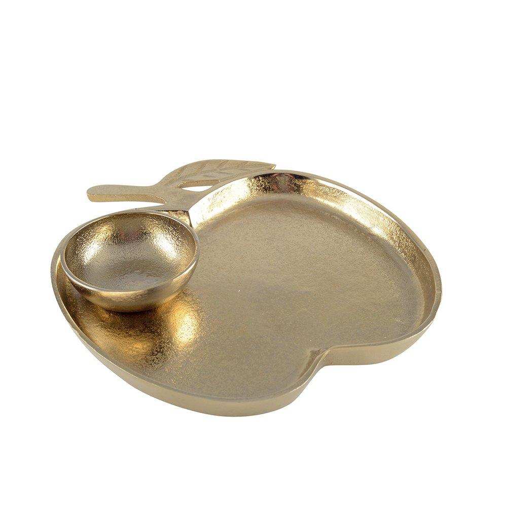 GOLD-APFEL-TABLETT MIT BECHER 26,5X25,5X2CM - HomeDesign Knaus