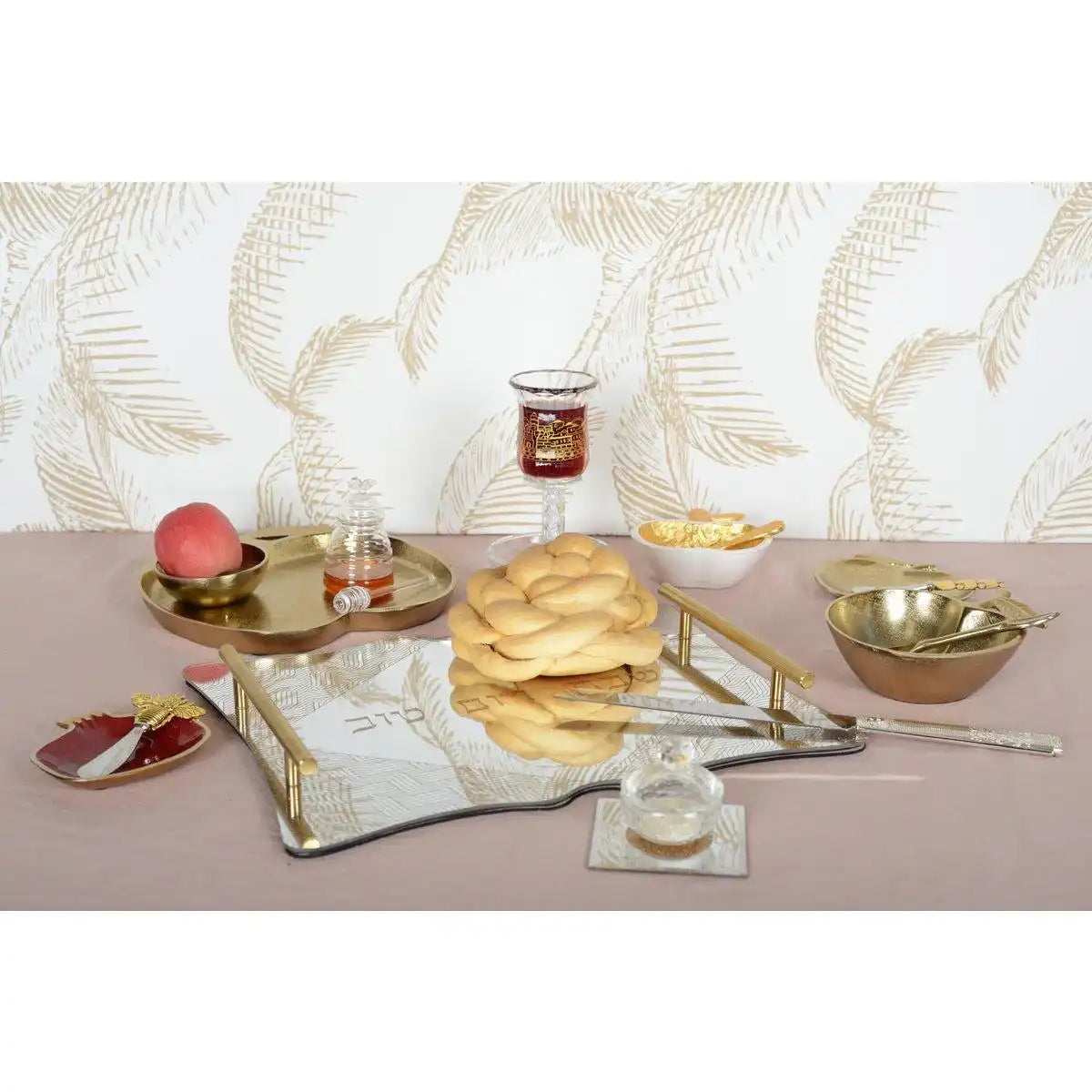 GOLD-APFEL-TABLETT MIT BECHER 26,5X25,5X2CM - HomeDesign Knaus