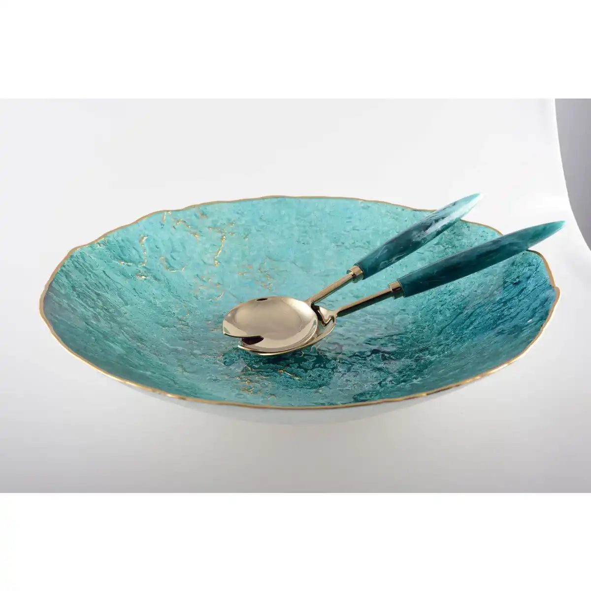 Gold- und Türkis -Salatabdeckungen 29 cm - HomeDesign Knaus