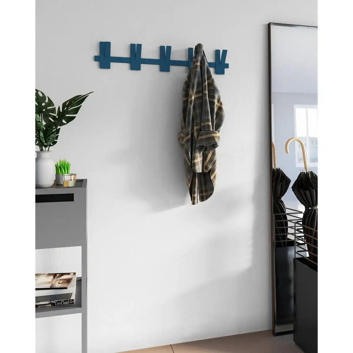 Gorillz Incision - Garderobe - Wandgarderobe - 10 Garderobenhaken - Metall - Blau - HomeDesign Knaus