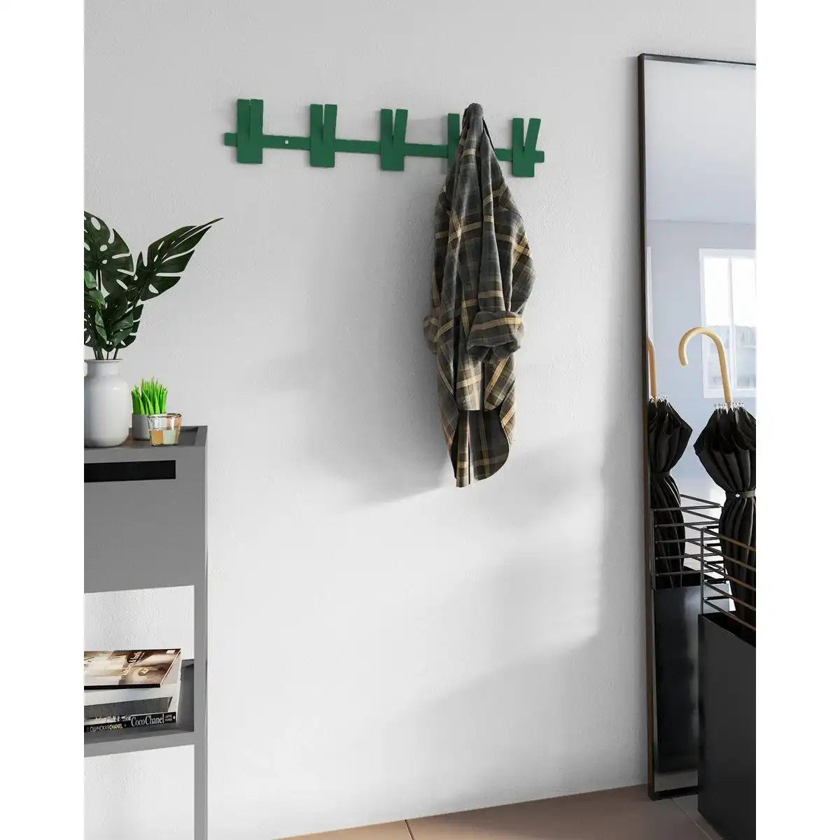 Gorillz Incision - Garderobe - Wandgarderobe - 10 Garderobenhaken - Metall - Grün - HomeDesign Knaus