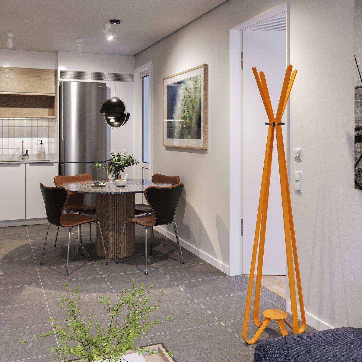 Gorillz Modi - Standgarderobe - Industriedesign - 8 Haken - Orange - HomeDesign Knaus