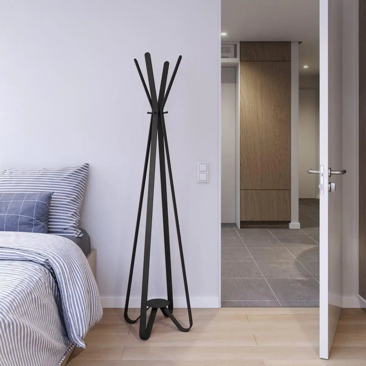 Gorillz Modi - Standgarderobe – Industriedesign – 8 Haken – Schwarz - HomeDesign Knaus