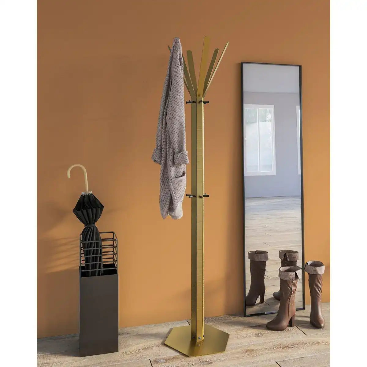 Gorillz Molto - Industrial - Standgarderobe - 14 Kleiderhaken - Gelb - HomeDesign Knaus