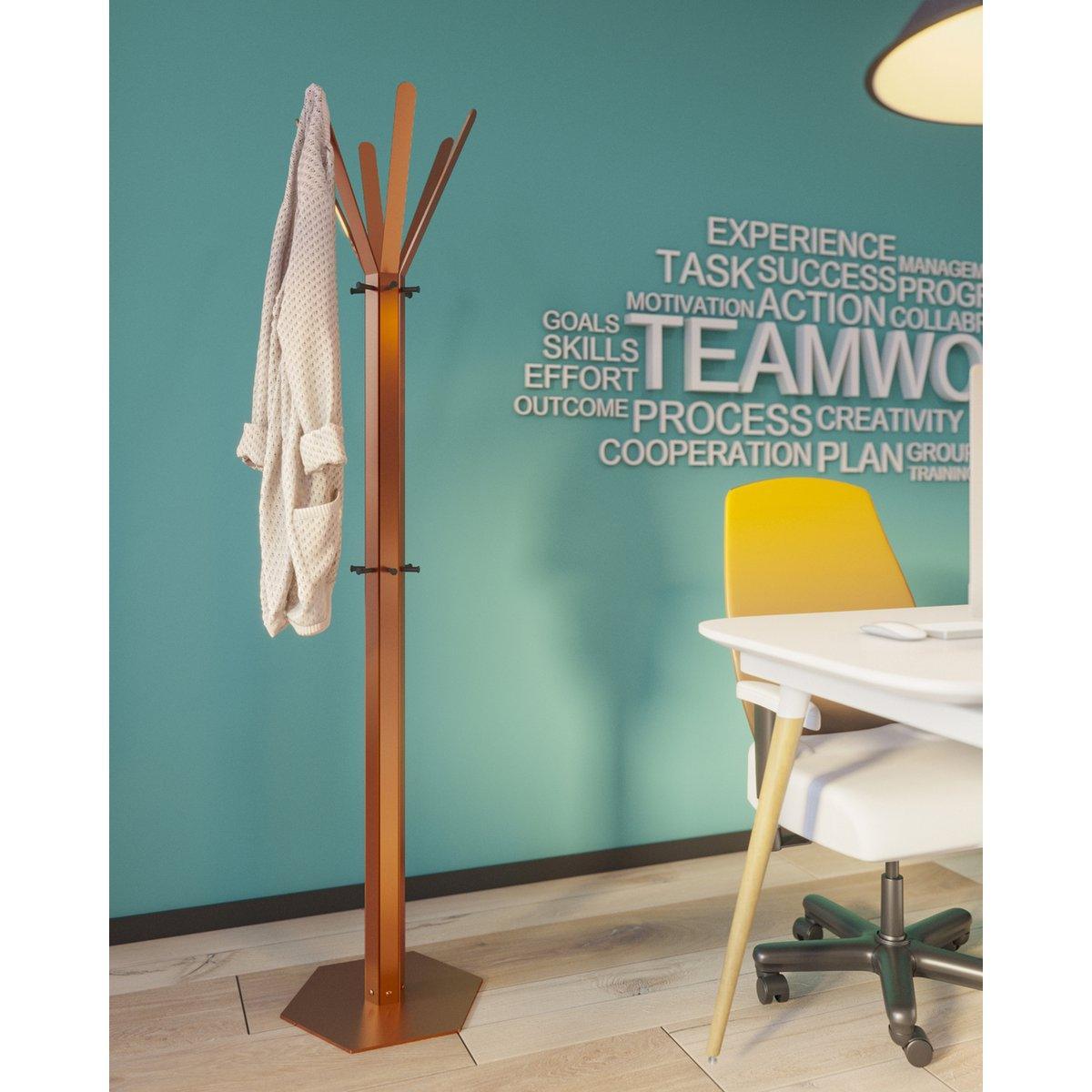 Gorillz Molto – Industrial – Standgarderobe – 14 Kleiderhaken – Kupferbraun - HomeDesign Knaus