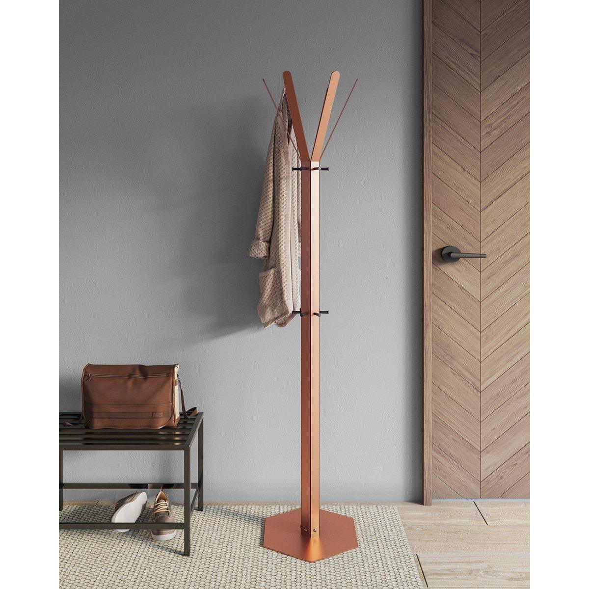 Gorillz Molto – Industrial – Standgarderobe – 14 Kleiderhaken – Kupferbraun - HomeDesign Knaus