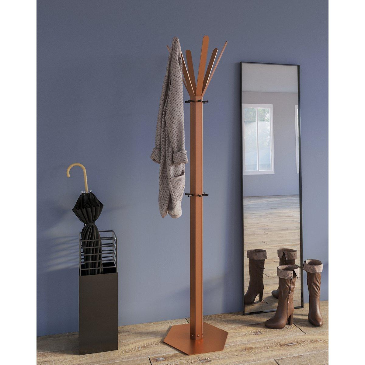 Gorillz Molto – Industrial – Standgarderobe – 14 Kleiderhaken – Kupferbraun - HomeDesign Knaus