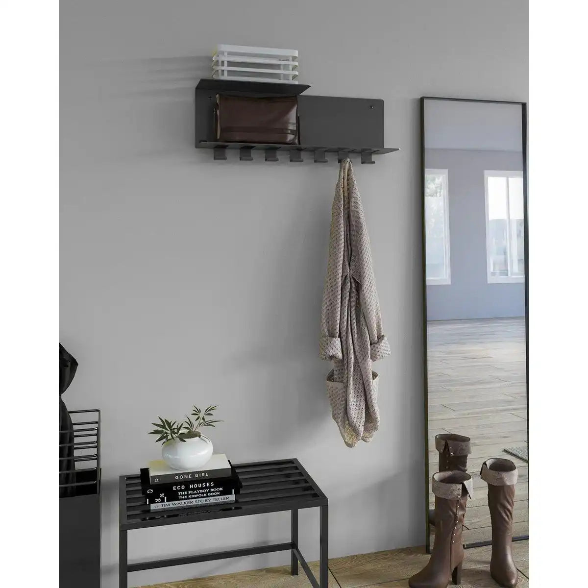 Gorillz Plenck - Wandgarderobe - mit Hutablage -Kleiderschrank - Schwarz - HomeDesign Knaus