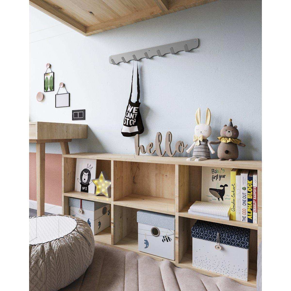 Gorillz Rounded Seven – Wandgarderobe – 7 Garderobenhaken – Grau - HomeDesign Knaus