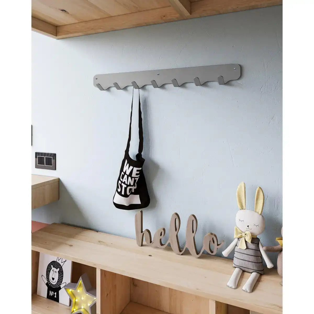 Gorillz Rounded Seven – Wandgarderobe – 7 Garderobenhaken – Grau - HomeDesign Knaus