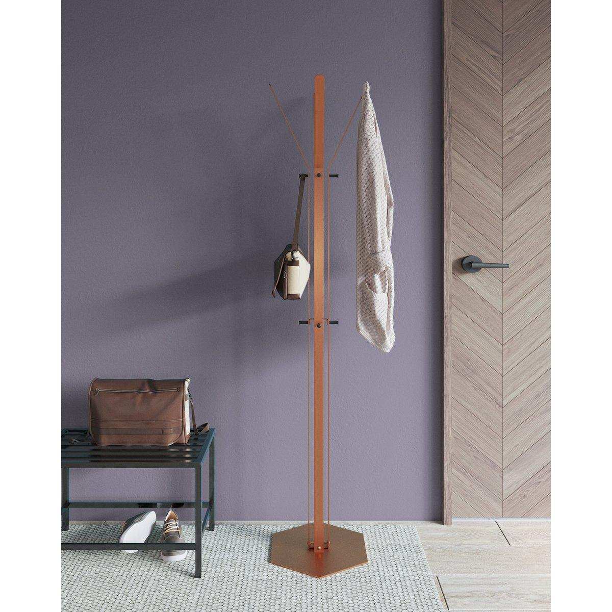 Gorillz Stack - Garderobe stehend - Industriedesign - 12 Haken- Kupferbraun - HomeDesign Knaus