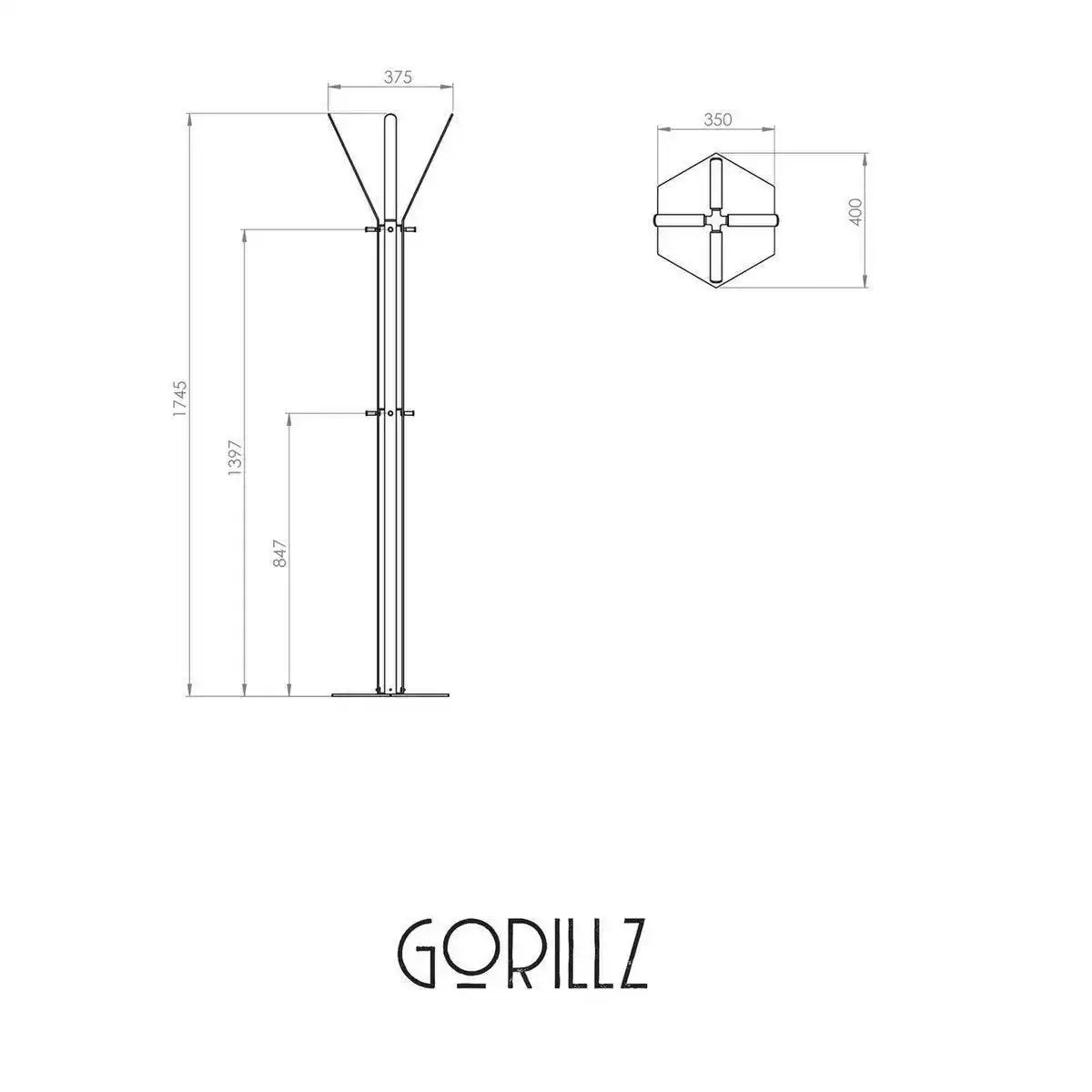 Gorillz Stack - Garderobe stehend - Industriedesign - 12 Haken- Kupferbraun - HomeDesign Knaus